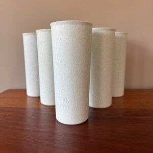 Tupperware Set of 6 Tumbler Cups Stackable Speckled Grey/White 7"